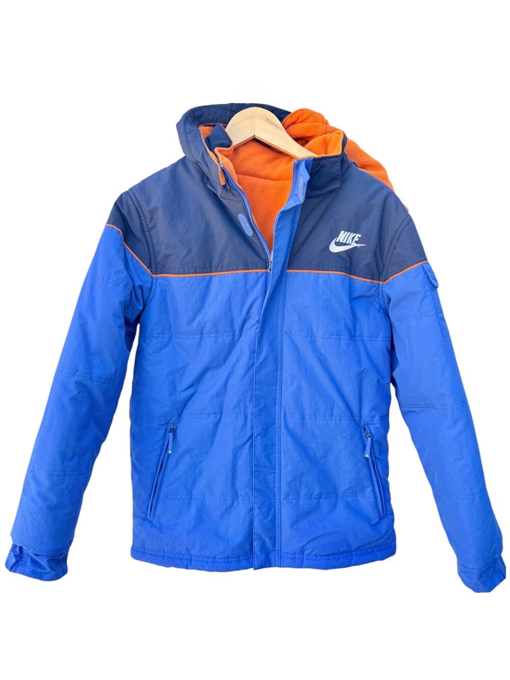 Nike Reversible Jacket Youth XL 18-20 Blue Orange Hooded Full Zip Coat Kids